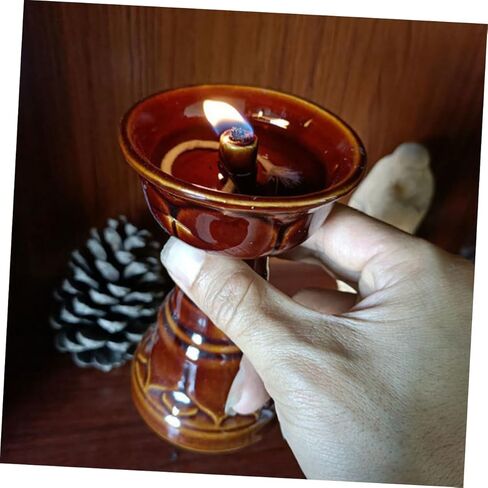 Ceramic Vintage Oil Lamp Oil Lamps for Indoor Use Lantern Wick Oil Lanterns for Indoor Use Kerosene Oil Lamp with Wick Decorative Oil Light Paraffin Oil Lamp Temple Oil Lamp in Saudi Arabia