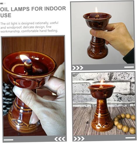 Ceramic Vintage Oil Lamp Oil Lamps for Indoor Use Lantern Wick Oil Lanterns for Indoor Use Kerosene Oil Lamp with Wick Decorative Oil Light Paraffin Oil Lamp Temple Oil Lamp in Saudi Arabia