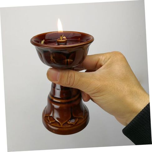 Ceramic Vintage Oil Lamp Oil Lamps for Indoor Use Lantern Wick Oil Lanterns for Indoor Use Kerosene Oil Lamp with Wick Decorative Oil Light Paraffin Oil Lamp Temple Oil Lamp in Saudi Arabia