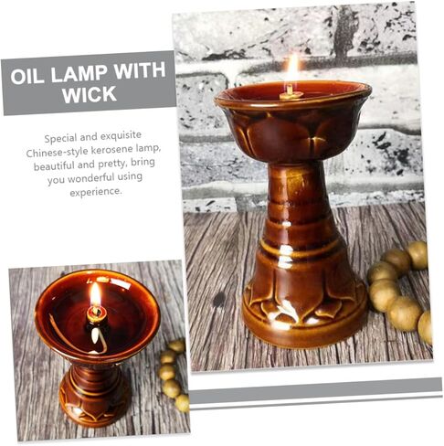 Ceramic Vintage Oil Lamp Oil Lamps for Indoor Use Lantern Wick Oil Lanterns for Indoor Use Kerosene Oil Lamp with Wick Decorative Oil Light Paraffin Oil Lamp Temple Oil Lamp in Saudi Arabia