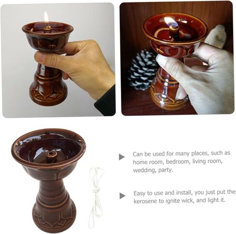 Ceramic Vintage Oil Lamp Oil Lamps for Indoor Use Lantern Wick Oil Lanterns for Indoor Use Kerosene Oil Lamp with Wick Decorative Oil Light Paraffin Oil Lamp Temple Oil Lamp in Saudi Arabia
