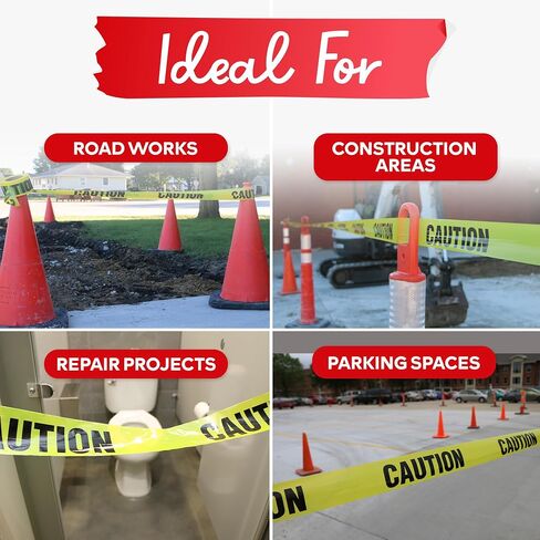 XFasten Yellow Caution Tape Roll 3 Inch x 1000 Feet 6-Pack (6000 Feet) Bold Black and Yellow Safety Tape, Barricade Tape, Construction Tape for Caution Tape Party Decorations Hazard Warning in Saudi Arabia