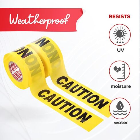 XFasten Yellow Caution Tape Roll 3 Inch x 1000 Feet 6-Pack (6000 Feet) Bold Black and Yellow Safety Tape, Barricade Tape, Construction Tape for Caution Tape Party Decorations Hazard Warning in Saudi Arabia