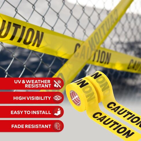 XFasten Yellow Caution Tape Roll 3 Inch x 1000 Feet 6-Pack (6000 Feet) Bold Black and Yellow Safety Tape, Barricade Tape, Construction Tape for Caution Tape Party Decorations Hazard Warning in Saudi Arabia