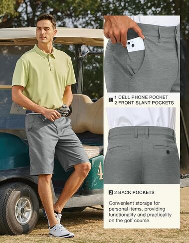 PULI Mens Golf Dress Shorts 10 Inch Inseam Casual Flat Front Summer Hiking Shorts with Pockets in Kuwait