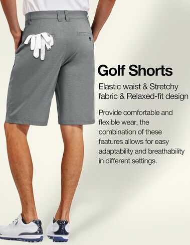 PULI Mens Golf Dress Shorts 10 Inch Inseam Casual Flat Front Summer Hiking Shorts with Pockets in Kuwait