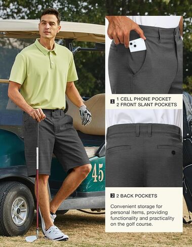 PULI Mens Golf Dress Shorts 10 Inch Inseam Casual Flat Front Summer Hiking Shorts with Pockets in Kuwait