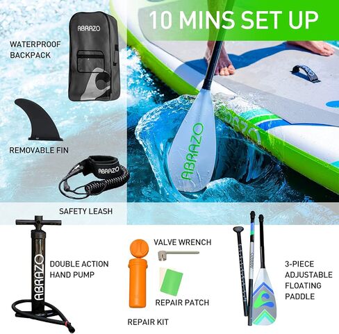 Inflatable Stand Up Paddle Board for Adults - Durable, Thick and Slip Resistant Paddle Board with SUP Accessories: Paddle, Patch Repair Kit, Hand Pump, SUP Leash, and SUP Backpack in Saudi Arabia