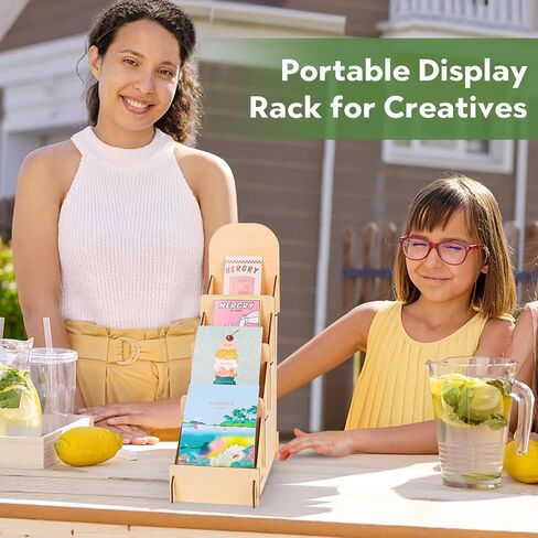 Greeting Card Display Stand, 4 Tier Retail Display Stand, Wooden Card Display Stand, Portable Sticker Display Stand for Coasters, Bookmarks, Vendors, Craft Trade Shows in Saudi Arabia