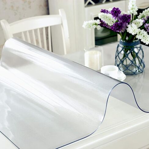 Royhom Clear Table Protector 36 x 60 Inch - 1.5mm Thick Plastic Table Cover, Clear Table Cover Protector Rectangle, Waterproof PVC Desk Mat for Coffee Table, Writing Desk, Dining Room, Dresser in Kuwait