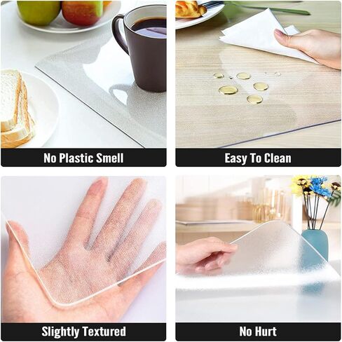 Royhom Clear Table Protector 36 x 60 Inch - 1.5mm Thick Plastic Table Cover, Clear Table Cover Protector Rectangle, Waterproof PVC Desk Mat for Coffee Table, Writing Desk, Dining Room, Dresser in Kuwait