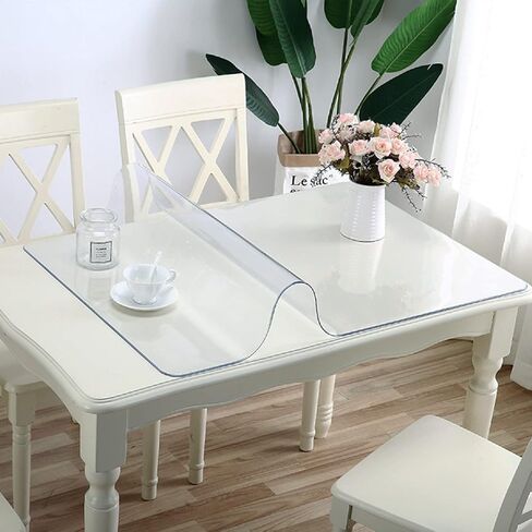 Royhom Clear Table Protector 36 x 60 Inch - 1.5mm Thick Plastic Table Cover, Clear Table Cover Protector Rectangle, Waterproof PVC Desk Mat for Coffee Table, Writing Desk, Dining Room, Dresser in Kuwait