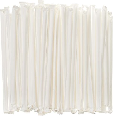 Bulk Pack of 380 Flexible Plastic Drinking Straws - White, Individually Wrapped, Food-Safe BPA Free, 7.75 Inches Long (1 Box) in Saudi Arabia