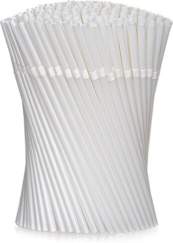Bulk Pack of 380 Flexible Plastic Drinking Straws - White, Individually Wrapped, Food-Safe BPA Free, 7.75 Inches Long (1 Box) in Saudi Arabia