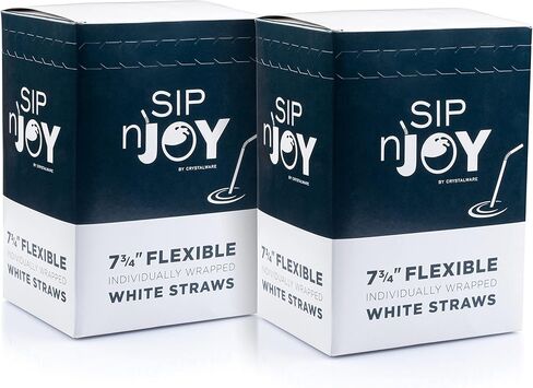 Bulk Pack of 380 Flexible Plastic Drinking Straws - White, Individually Wrapped, Food-Safe BPA Free, 7.75 Inches Long (1 Box) in Saudi Arabia