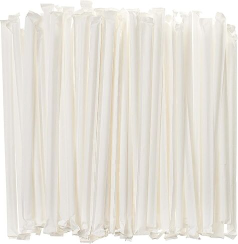 Bulk Pack of 380 Flexible Plastic Drinking Straws - White, Individually Wrapped, Food-Safe BPA Free, 7.75 Inches Long (1 Box) in Saudi Arabia