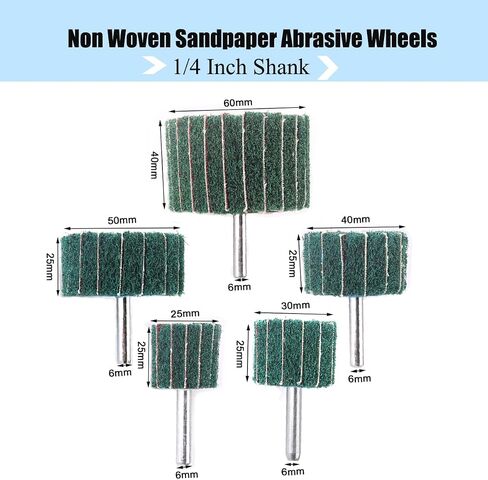 Abrasive Flap Wheel,1/4 Inch Shank Non Woven Mounted Interleaf Rotary Flap Wheels for Sanding and Finishing,120Grit - 5pcs in Saudi Arabia