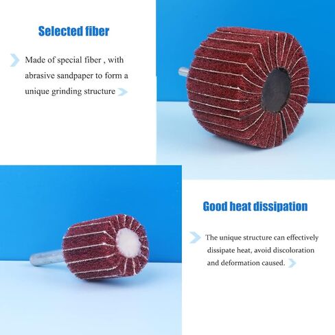 Abrasive Flap Wheel,1/4 Inch Shank Non Woven Mounted Interleaf Rotary Flap Wheels for Sanding and Finishing,120Grit - 5pcs in Saudi Arabia