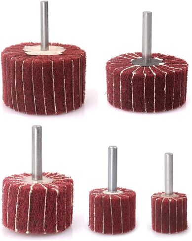 عجلة رفرف كاشطة، عجلات دوارة مثبتة على ساق 1/4 بوصة غير منسوجة للصنفرة واللمسة النهائية، 120 حبيبة - 5 قطع in Kuwait