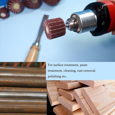 عجلة رفرف كاشطة، عجلات دوارة مثبتة على ساق 1/4 بوصة غير منسوجة للصنفرة واللمسة النهائية، 120 حبيبة - 5 قطع in Kuwait