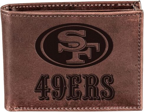 Team Sports America NFL San Francisco 49ers Brown Wallet | Bi-Fold | Officially Licensed Stamped Logo | Made of Leather | Money and Card Organizer | Gift Box Included in Saudi Arabia