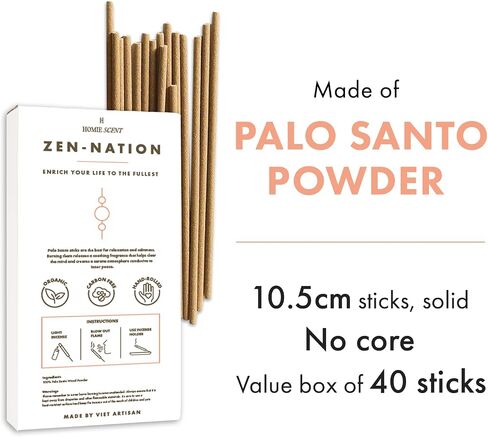 40 Palo Santo Incense Sticks, Natural Incense Sticks Non Toxic, Palo Santo Incense Sticks, Organic-Made, Scented Incense Sticks, Chemical Free Incense Sticks, Organic Incense Sticks Non Toxic in Saudi Arabia