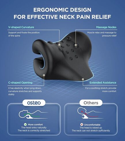 Osteo Neck Stretcher with Magnetic Therapy Cover, 2 Modes[Gentle/Strong] Pain Relief Cervical Traction Device, No Smell Neck and Shoulder Relaxer, Chiropractic Pillow for TMJ Headache Spine Alignment in Saudi Arabia