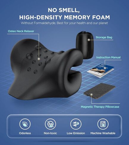 Osteo Neck Stretcher with Magnetic Therapy Cover, 2 Modes[Gentle/Strong] Pain Relief Cervical Traction Device, No Smell Neck and Shoulder Relaxer, Chiropractic Pillow for TMJ Headache Spine Alignment in Saudi Arabia
