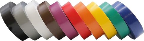 AMMO AP-10960 حزمة من 10 أشرطة كهربائية متعددة الألوان للأغراض العامة، فينيل من الدرجة الصناعية، الطول: 60 قدم، لاصق، عزل حراري للأسلاك الكهربائية، قوة عازلة عالية in Kuwait