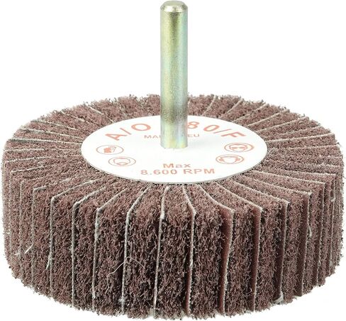 Weiler 54502 2" x 1" Non-Woven Stem-Mounted Interleaf Flap Wheel, 320AO, 1/4" Stem (Pack of 10) in Saudi Arabia