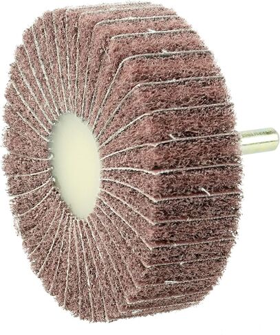 Weiler 54502 2" x 1" Non-Woven Stem-Mounted Interleaf Flap Wheel, 320AO, 1/4" Stem (Pack of 10) in Saudi Arabia