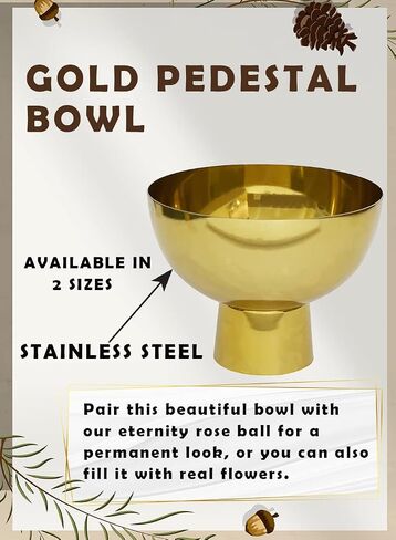 Serene Spaces Living Small Gold Pedestal Bowl, Decorative Compote Bowl Vase for Centerpiece, Metal Vase for Home Decor, Wedding, Parties, Floral Arrangements, Measures 4.5" Diameter & 3.75" Tall in Saudi Arabia