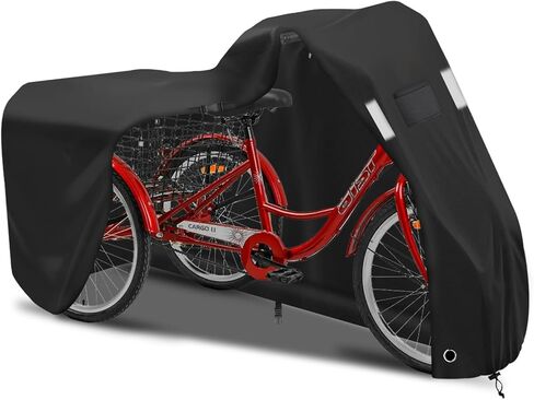 Trike Cover, 3-Wheel Bike Cover, 600D Oxford cloth waterproof Bike Covers, UV resistant Bicycle Cover, tear resistant Adult Tricycle Cover, with storage bag, black, 75*30*44 in in Saudi Arabia