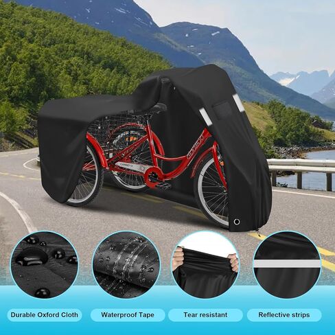 Trike Cover, 3-Wheel Bike Cover, 600D Oxford cloth waterproof Bike Covers, UV resistant Bicycle Cover, tear resistant Adult Tricycle Cover, with storage bag, black, 75*30*44 in in Saudi Arabia
