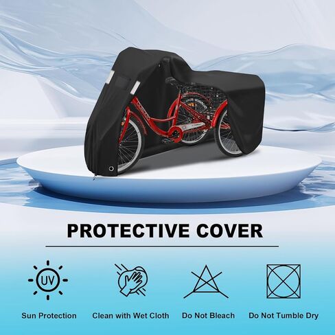 Trike Cover, 3-Wheel Bike Cover, 600D Oxford cloth waterproof Bike Covers, UV resistant Bicycle Cover, tear resistant Adult Tricycle Cover, with storage bag, black, 75*30*44 in in Saudi Arabia