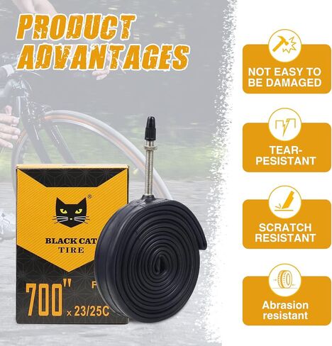 2 Pcs 700x23C/25C 700x28C/32C Bike Tubes, 48mm FV Presta Valve, 700C Bike Tire Tube for Road Bike in Saudi Arabia