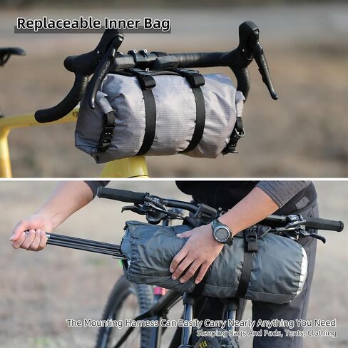 Rhinowalk Bike Handlebar Bag Waterproof Dry Bag 12L Bicycle Front Roll Bag Large Capacity Storage Bag Shoulder Bag for Bikepacking in Saudi Arabia