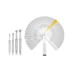 QWORK Stainless Steel Telescoping Bore Gauge Set - 1/8" to 1/2" Range and Steel Feeler Gauge Dual Marked Metric and Imperial Measuring Tool 32 Blades