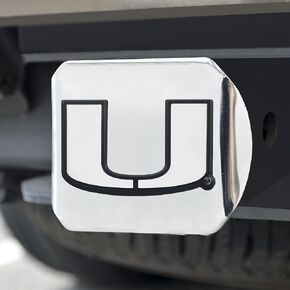 University of Miami NCAA Chrome Metal Hitch Cover by FANMATS - Unique 3D Chrome Team Logo Molded Design – Easy Installation on Truck, SUV, Car, ATV -Ideal Hurricanes Gift for Student/Alumni/Fan in Saudi Arabia