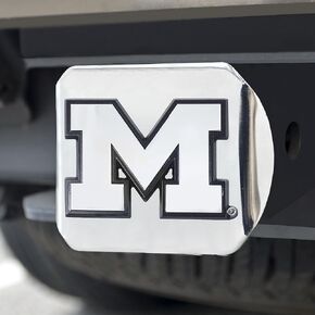 FANMATS 14996 Michigan Wolverines غطاء وصلة ربط معدنية كروم مع شعار معدني كروم ثلاثي الأبعاد