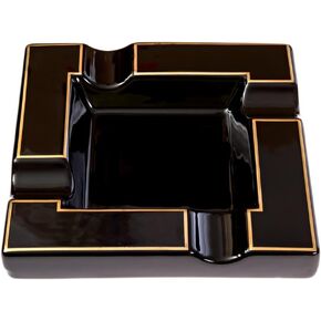Cigar Ashtrays - Black Onyx Ceramic Ash Tray with Multiple Large Rests for Cigar or Cigarette - Functional Decor for Indoor & Outdoor Use - Luxury Cigar Ashtray Accessory for Men and Women Enthusiasts in Kuwait