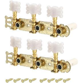 PATIKIL Classical Guitar String Tuners Keys Machine Heads Tuning Pegs 3 Left 3 Right, White Buttons, 1 Set