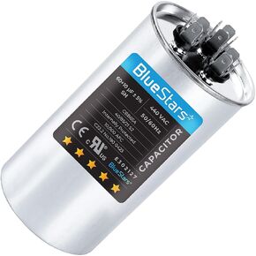 60+10 uf 370-440VAC ±5% Volts Dual Round Run Start Capacitor Electric Replacement Part by Blue Stars - Exact Fit for HVAC, Air Conditioners, Heat Pumps