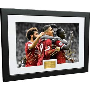 FAB THREE - Roberto Firmino Mohamed Mo Salah Sadio Mane 12x8 A4 Signed Liverpool FC - Autographed Photo Photograph Picture Frame Gift Soccer