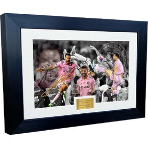 12x8 A4 Lionel Messi Celebration Inter Miami CF Signed Autographed Signed Photograph Picture Frame Football Soccer Poster Gift