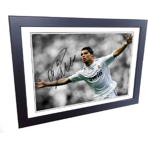 Signed 12x8 Black Soccer Cristiano Ronaldo Real Madrid Autographed Photo Photograph Football Picture Frame Gift A4