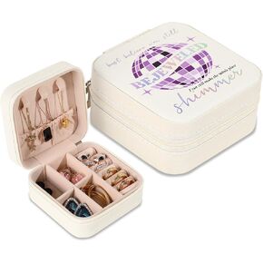 GIFTSFARM Jewelry Box, Small Jewelry Case for Taylor Fans, Taylor Gifts Merch, Portable Jewelry Case with Purple Disco Ball for Bracelet, Necklace, Ring, Earring Organizer Holder Storage Boxes