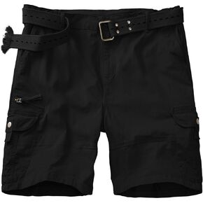Toomett Womens Cargo Shorts bermuda Cotton Casual Travel Hiking Outdoor shorts Multi-Pockets elastic waist,2110, Black,US 12