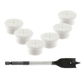 12Pcs Rubber Wire Cord Grommets with Spade Drill Bit, 3/4 Inch Cable Hole Cover Black Desk Cord Grommet for Office Furniture Wall Organizer