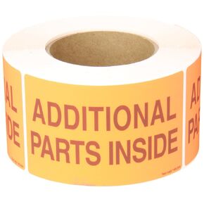 Tape Logic Aviditi 3" x 5","Additional Parts Inside" Fluorescent Red Warning Sticker, for Shipping, Handling, Packing, and Moving (1 Roll of 500 Labels)